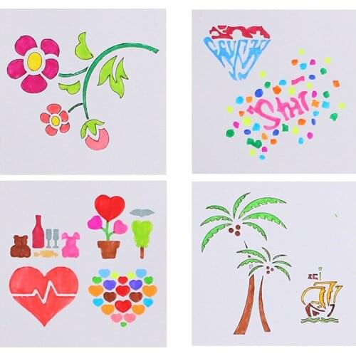 Floret Coconut Tree Painting Stencils Hand Copy Newspaper Drawing Template DIY Album Drawing Tool Children Drawing Template