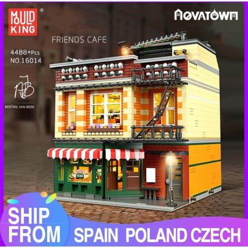 MOULD KING Streetview Building Blocks The MOC Central Perk With Led Lights Assembly Bricks Kids Educational Toys Christmas Gifts