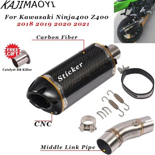 Motorcycle Exhaust Muffler escape Moto DB Killer Middle Link Pipe For Kawasaki Ninja400 Ninja 400 Z400 2018 2019 2020 2021