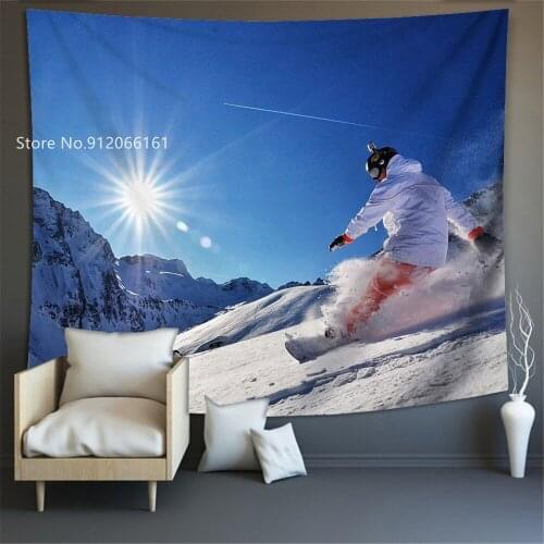 Skiing Sports Tapestry 3D Print For Children Teen Tapestries For Bedroom Living Room Wall Hanging Large Beach Towel Home Decor