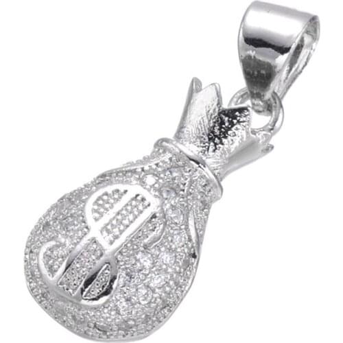 Juya DIY New Design Micro Pave Money Dollar Moneybag Pendant Charms For Women Necklace Bracelets Making