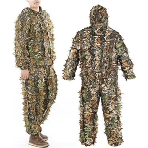 Outdoor Suit Camouflage Clothes Jungle Suit CS Training Leaves Clothing Hunting Suit Pants Hooded Jacket For Men Women Kids