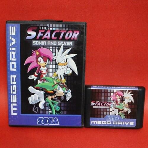 The S Factor Sonia And Silver 16 bit MD card with Retail box for Sega MegaDrive Video Game console system