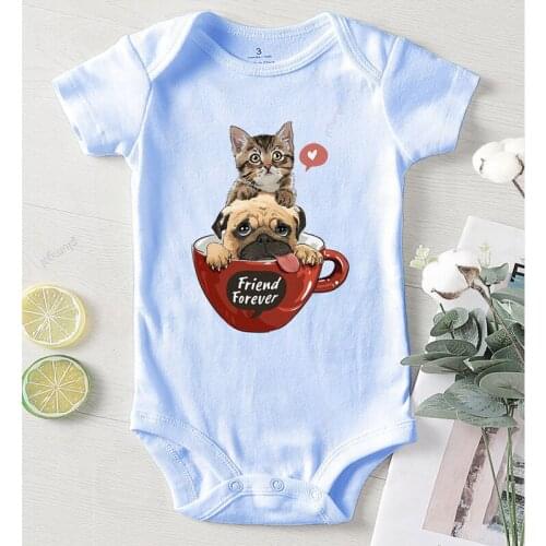Newborn Baby Oneseis Long Sleeve Baby Girl Boy Romper Winter Clothing 0-24 Months Cat Dog Printing Toddler Jumpsuit for Kids