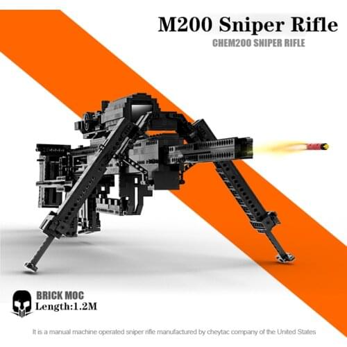 Compatible with Bricks Gun Sets Adult High Difficulty Technology MOC Building Block Gun Weapon Assembly Can Shoot M200 Toys Boys