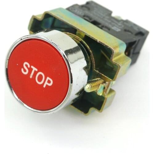 22mm Mount 1 Normal Close Momentary Flush Round Red Pushbutton Switch 10A 600V XB2BA4342C