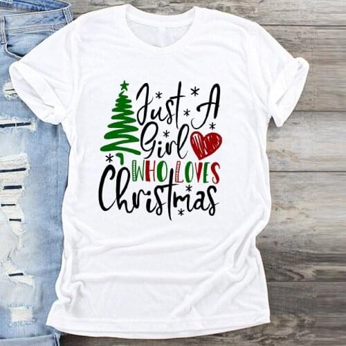 Fashion Women T-Shirt Cute Girl Love Tree Merry Tee Shirt Christmas Tumblr Graphic T Shirt Female Tees Camisa Print T-shirts