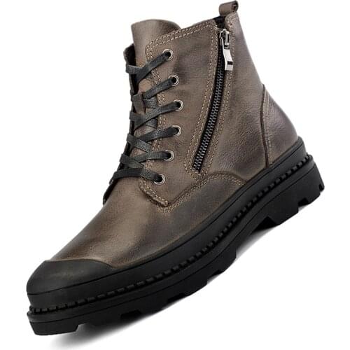 Retro Motorcycle Boots Autumn Winter Boots Men Leather Motorbike Riding Boots Moto Thermal Fleece Liner Moto Shoes