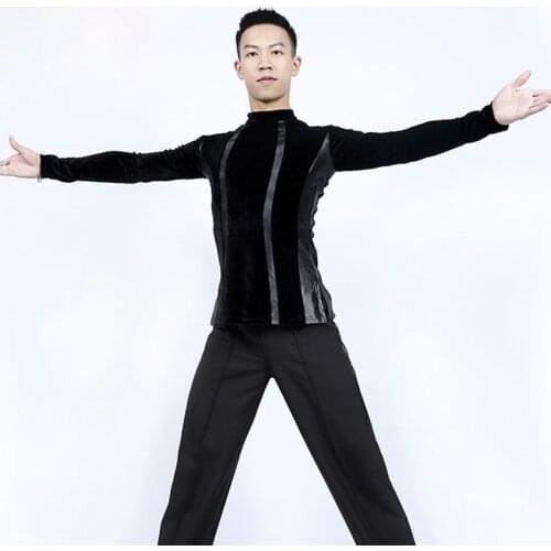 Men Modern Dancing Men Long Sleeves Loose Velvet Fabric Clothing Danca Adulto Latin Suitable For Performance And Practice DWY457
