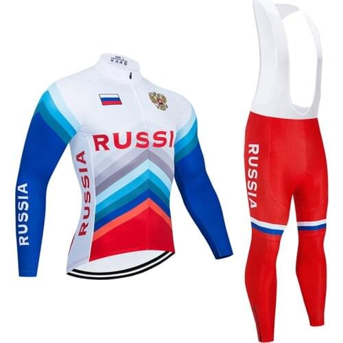 Crossrider 2021 Russia Cycling Jersey Bib Set MTB Uniform Bike Clothing Autumn Bicycle Clothes Mens Long Sleeve Cycling Wear