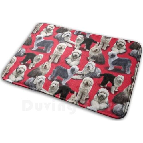 The Old English Sheepdog Soft Non-Slip Mat Rug 1710 Carpet Cushion Old English Sheepdog Red Oes Sheep Dog Dogs Sheepdogs
