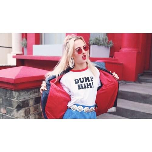 New Arrive Fashion Tumblr Tees DUMP HIM! Graphic Casual T-Shirt Sexy Cotton Hipster Crewneck T Shirt Women Lady Aesthetic Tops