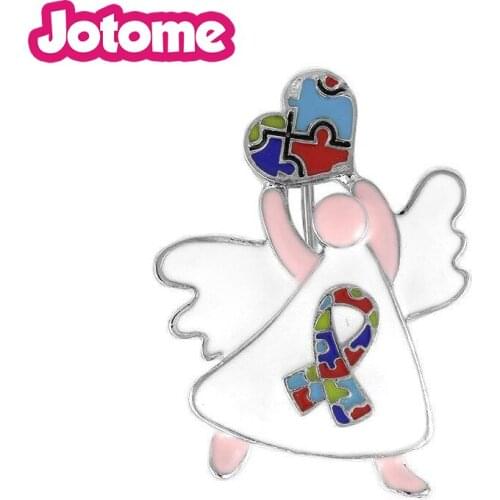 Autism Awareness Silver Enamel Pin