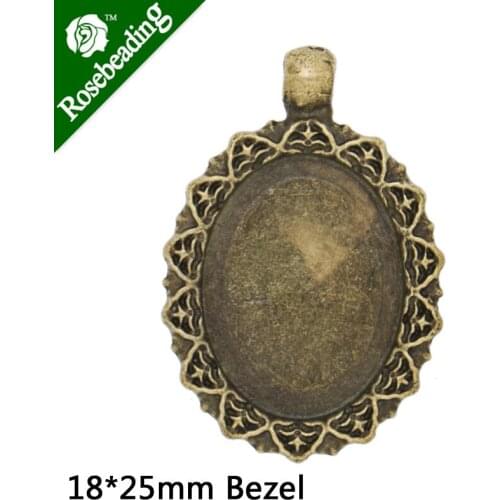 10 PCS 18x25mm Oval Pendant tray for Jewelry making,Antique Bronze