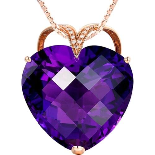 Ociki Silver Color Purple Crystal Pendant CZ Necklace Chokers Heart Fashion Party Jewelry for Women Girls Gift Drop Shipping