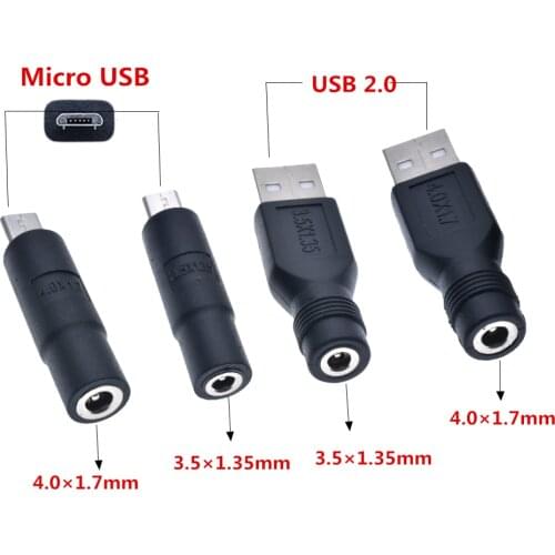 1PCS Micro USB / USB 2.0 Male to DC 3.5*1.35 / 4.0*1.7 mm Female Plug Jack Converter Laptop Adapter Connector