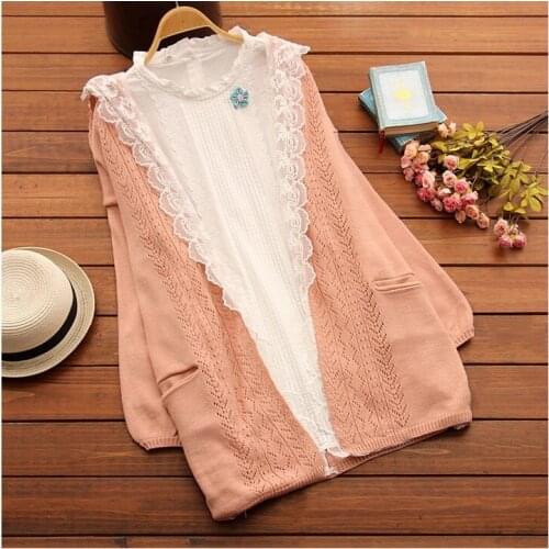 Sweet maternity dress stitching lace side autumn and winter sweaters new autumn models small fresh two colors