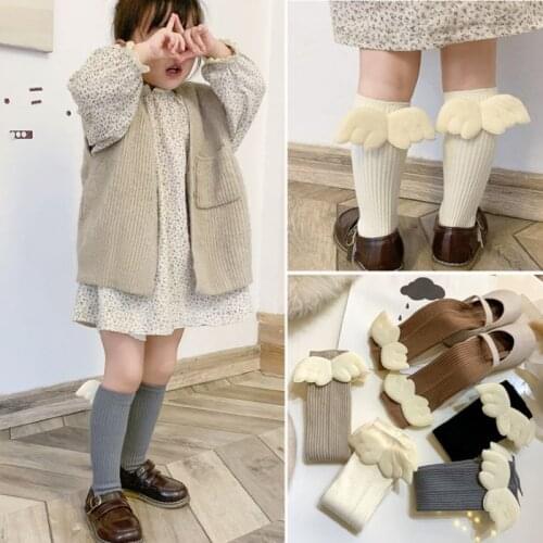 Baby Girls Knee High Socks Angel wing Spring Autumn Socks Kids Toddler long Socks For Children High Quality 100% Cotton Socks