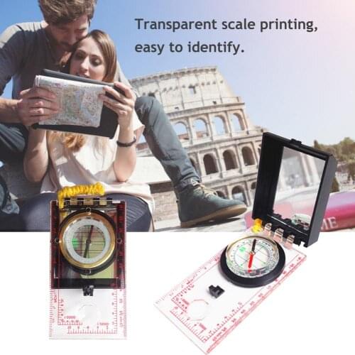 Camping Orienteering Compass Transparent Flip Navigation Map Reading Compass With Lanyard Camping Accessories