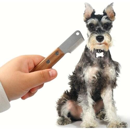 Professional Grooming Dog Comb Pet Hair Remover Stainless Steel Wooden Handle Peeling Knife Pluck Excess Undercoat Accessories