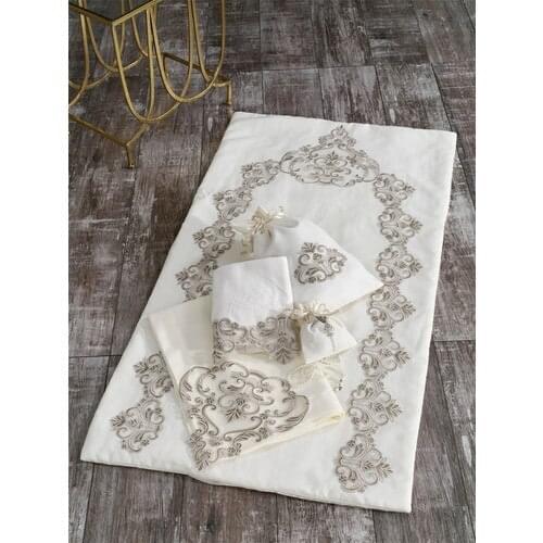 Secret House Mira Linen 6 Piece Prayer Rug Team Ecru