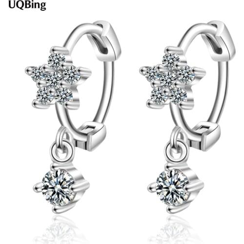 Beautiful Jewelry 925 Sterling Silver CZ Zircon Flower Clip Earring For Women Birthday Gifts Jewelry