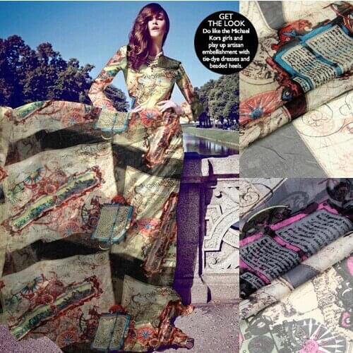 135cm wide 6mm beautiful asbtract print silk chiffon fabric for dress shirt clothes 2 colors available