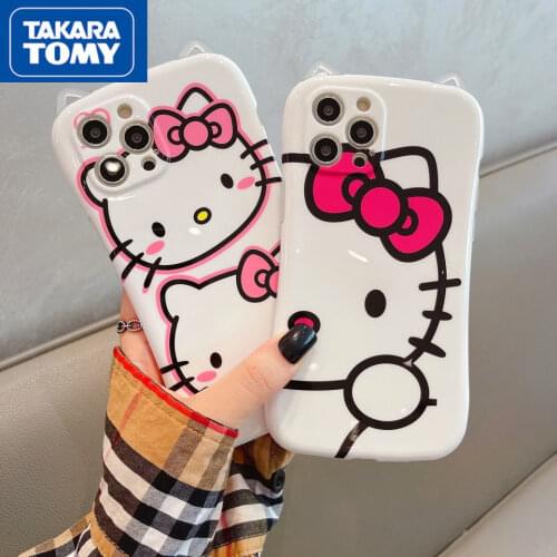 Takara Tomy Hellokitty Silicone Mobile Shell Suitable for IPhone 7/8P/X/XR/XS/XSMAX/11/12PRO/12 Phone Couple Case Cover