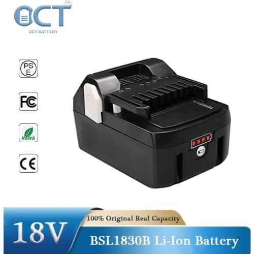 For Hitachi BSL1830B Li-Ion Battery 18V 4000mAh Replacement BSL1820 BSL1840 BSL1850 BSL1860B High Capacity Power Tool Batteries