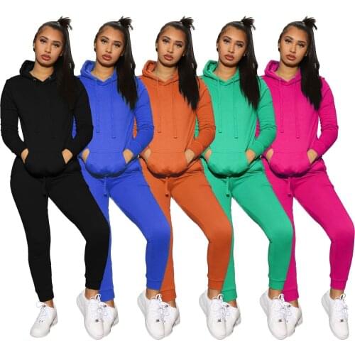 Sports Two-piece Set Sweater Clothes Tunic Trousers Running Suit Jogging Suits Hoodie 2 Piece Outfits for Women Solid Color