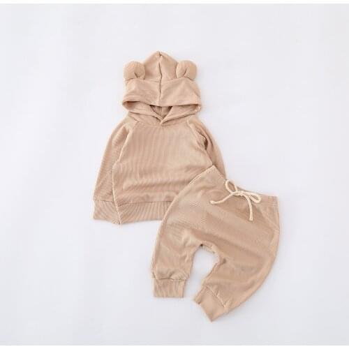 Long Sleeve Hoodie Ears+Pant Baby Boy Clothes Set Unisex Newborn Girl Outfit 2pcs Cute Clothing Suit 3-24M Casual 2021 Autumn