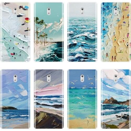 TPU Back Cover For Nokia 8 6 5 3 2 1 Art Beach Blue Ocean Painting Aesthetic Silicone Soft Case For Nokia X6 7 Plus Phone Case