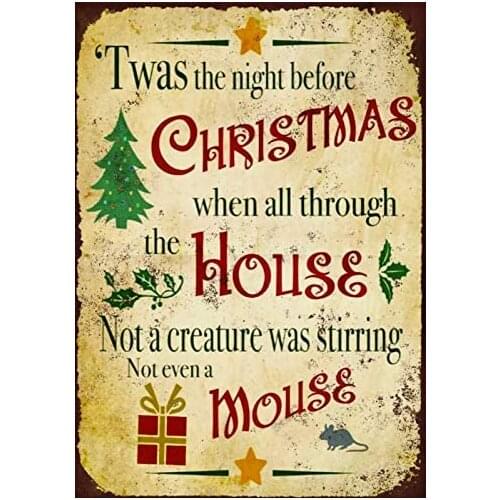 TWAS The Night Before Christmas Metal Sign Snowflake Bar Pub Home Cafe Man Cave Wall Decoration 8X12 inch