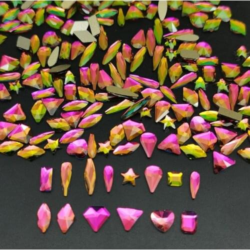 High Quality Fashion Nail art Rhinestone Colorful Flame Flatback Crystal stones For 3D Nail Art Decoration