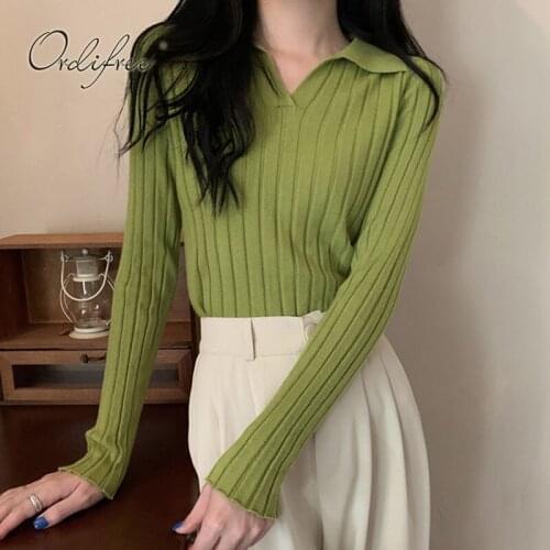 Ordifree 2021 Autumn Winter Women Knitted Sweater Pullovers Long Sleeve Knitwear Female Sweater Jumpers