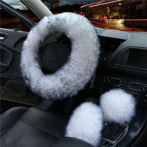 Winter Warm Car steering wheel cover Black Auto Interior Accessories 38cm Automobiles Steering-wheel Covers universale cover