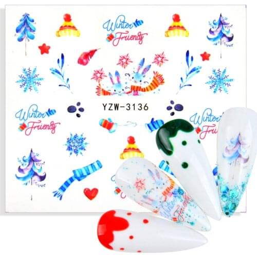 1 Sheet Nail Art Sticker Decals New Year Watermark Decoration Manicure Wraps