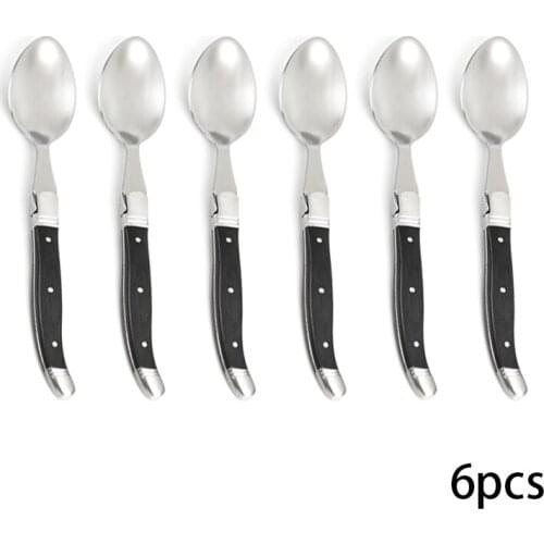 2/4/6pcs 8.6'' Laguiole Style Black wood Dinnerware Table Spoons set High Quality Restaurant Tableware Kitchen Cutlery 22CM