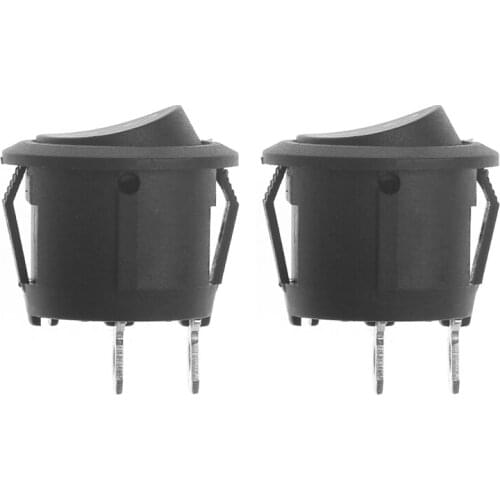 2Pcs/Lot Mini 3-Pin Round Black SPDT ON-OFF Snap-In Rocker Switch 6A 250V AC N58A