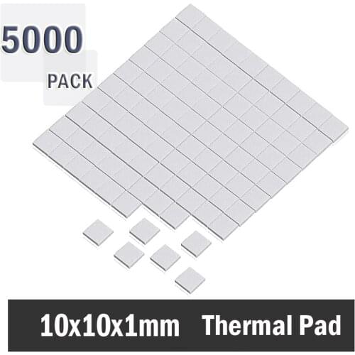 5000Pcs 10x10x1mm Silicone Thermal Pad Heatsink Conductive Insulation Paste For IC Cooling