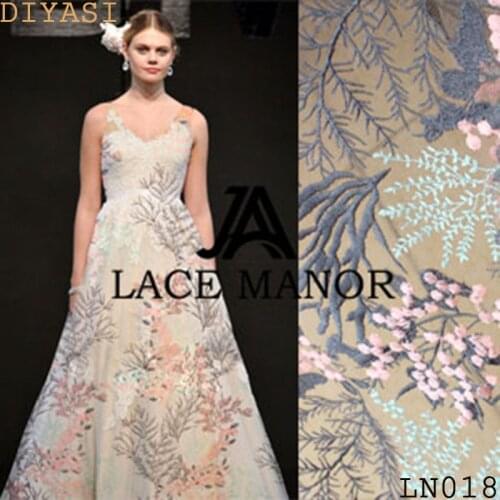 African lace fabric 2018 high quality lace 100% cotton material HL63 African embroidery lace wedding dress 5 yard/lot