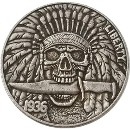 American 1936 Rangers Skull Silver Plated Coin Commemorative Collectible Coin Gift Challenge Coin
