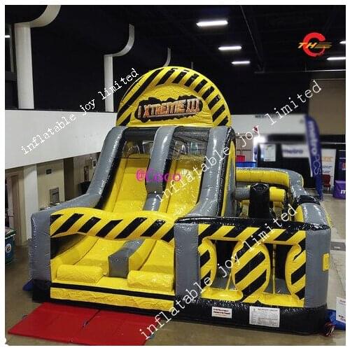 Free ship to sea port,29x19x17ft Extreme rush obstacle course inflatable combo for event, commercial inflatable obstacle n slide