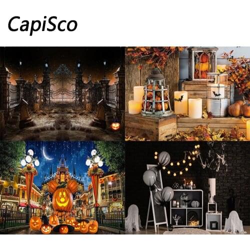 Capisco Halloween Magic School Castle Photography Backdrop Mouse Pumpkin Decoration Portrait Background Photo Studio Booth Props