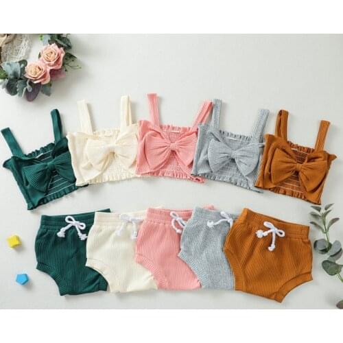 Sleeveless Summer Suit For Newborn Baby Boys Girls Cotton Soft Tank Top Vest + Shorts Infant Kids 2pcs Casual Home Wear Outfits