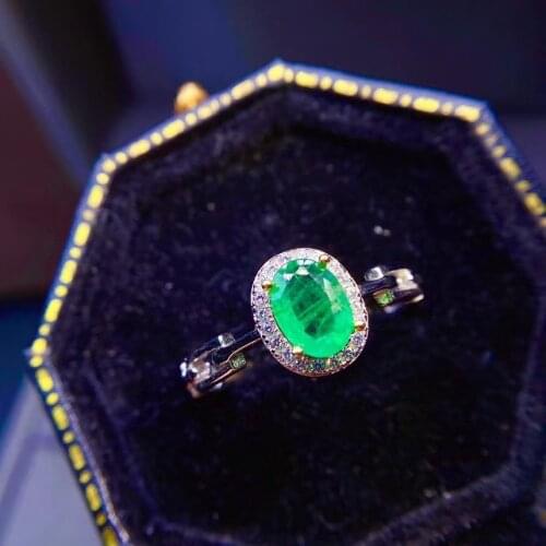 Elegant Gift 100% Natural And Real Colombia Emerald ring Natural real emerald 925 sterling silver