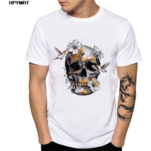 Aesthetic skull Print T Shirt Men Short Sleeve O-Neck Loose Tshirt Summer Tee Shirt Male Harajuku Graphics T-shirt Tops Clothes