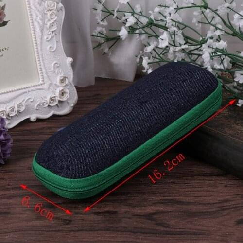 Glasses Box Denim Fabric Zipper Sunglasses Protection Crush Resistance Container 2XPC