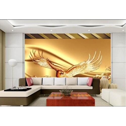 Customized 3d wallpaper 3d wall murals wallpape 3 d golden eagle setting wall reliefs beauty living room photo wallpaper