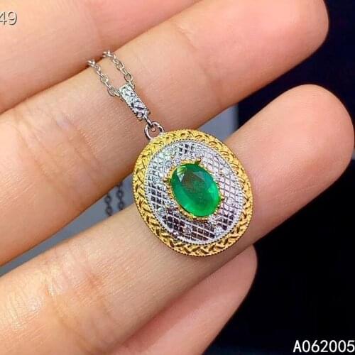 KJJEAXCMY Fine Jewelry 925 Sterling Silver Inlaid Natural Emerald Female New Pendant Necklace Elegant Support Test with Box